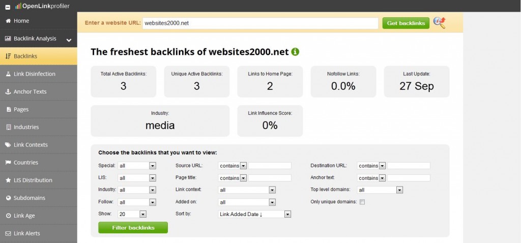 Open Link Profiler Backlink Analiz Sitesi